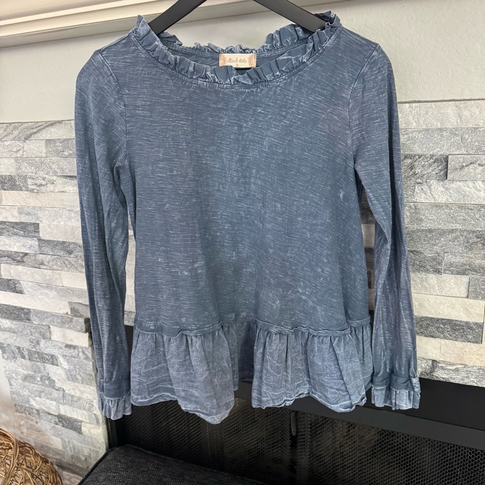 Altar'd State Indigo Ruffle Sleeve Blouse - Picture 2 of 7